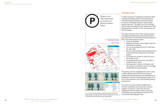 Mapp Road
Martin County Community Redevelopment Agency
Old Palm City Community Redevelopment Area
26
Martin County Community Redevelopment Agency
Redevelopment in Action
Martin County Board of County Commissioners
Your County, Your Community
25
Parking and
Transportation
in Community
Redevelopment
Areas
A case study of the Hobe Sound
and Old Palm City CRAs
September, 2006
16
There are no bike lanes in the Hobe Sound commercial district.
Public transit
The Martin County Council on Ageing operates the Community Coach throughout Martin
County. Though it is technically a public transit service for all residents, it is not suitable for
use by the general public. No fixed-line service operates in Hobe Sound and current residential
densities will not support effective transit.
Automobile facilities
All roads in the Hobe Sound commercial district are two lanes apart from US 1. A one-lane
southbound frontage follows Dixie Highway. On Bridge Road there are turning lanes for the
Market Place center.
There are currently 516 spaces servicing 144,093 sq ft of commercial space in the Hobe
Sound downtown area. All parking is available free of charge to users.
Between Lares Avenue and Dixie Highway, most spaces are directly adjacent to the street
and lie perpendicular to the flow of traffic, a significant problem for drivers and traffic flow
on Bridge Road. During peak season the spaces here can be full, though it is normally easy to
find parking in front of businesses. The Market Place shopping center is outside the mixed-use
overlay, though important to note that the parking lot is generally only half full at most. In fact,
it is so underused that for a time local residents used it as an unofficial used car sales lot.
For the most part, spaces on the Dixie Highway frontage road are underused. Around
developed land they are used during the day, but drivers seem unwilling to park more than a few
Existing parking
Bridge Road 278
Dixie frontage
road
135
Dixie Highway 55
FEC ROW 30
Neighborhood
streets
18
Total 516
steps from their destination. The parking on the FEC right-of-
way is seldom used and when it is, vacant parking exists further
down Dixie Highway. Residents seem unwilling to walk, even
though to walk the entire length of this parking would take on
average just seven minutes.
PILOP implementation
The Hobe Sound Parking Fee District encompasses properties
in and around the mixed-use overlay that can easily share
parking facilities both on- and off-street. The district
incorporates commercial property in close proximity to the
overlay inside a residential neighborhood, where it is desirable
to provide parking off-site rather than in on-site parking lots.
Bridge Road
Mars Street
Anstis Street
Apollo
St
Adonis
St
Olympus St
Venus St
Mercury Street
Saturn Street
Athena St
O
ld
PostO
ffice
Alley
Dixie
Highw
ay
VulcanAve
US1
HerculesAvenue
LaresAvenue
ShellAvenue
GomezAve
Nassau
St
Below: Existing parking in Hobe
Sound, shown in red. The Market
Place shopping center on Bridge Road
is included.
16
Pedestrian facilities
A four-foot wide sidewalk runs along the south side of Bridge Road from US 1 to Lares Avenue.
Fragments of sidewalk exist on many older sites though they service nearby parking spaces
rather than pedestrian traffic. A narrow sidewalk runs along the Dixie Highway frontage road
in front of most developed property. Another sidewalk runs the length of the FEC right-of-way
parking for access to these spaces.
Bicycling facilities
There are no bike lanes in the Hobe Sound commercial district.
Public transit
The Martin County Council on Ageing operates the Community Coach throughout Martin
County. Though it is technically a public transit service for all residents, it is not suitable for
use by the general public. No fixed-line service operates in Hobe Sound and current residential
densities will not support effective transit.
Automobile facilities
All roads in the Hobe Sound commercial district are two lanes apart from US 1. A one-lane
southbound frontage follows Dixie Highway. On Bridge Road there are turning lanes for the
Market Place center.
There are currently 516 spaces servicing 144,093 sq ft of commercial space in the Hobe
Sound downtown area. All parking is available free of charge to users.
Between Lares Avenue and Dixie Highway, most spaces are directly adjacent to the street
and lie perpendicular to the flow of traffic, a significant problem for drivers and traffic flow
on Bridge Road. During peak season the spaces here can be full, though it is normally easy to
find parking in front of businesses. The Market Place shopping center is outside the mixed-use
overlay, though important to note that the parking lot is generally only half full at most. In fact,
it is so underused that for a time local residents used it as an unofficial used car sales lot.
For the most part, spaces on the Dixie Highway frontage road are underused. Around
developed land they are used during the day, but drivers seem unwilling to park more than a few
Existing parking
Bridge Road 278
Dixie frontage
road
135
Dixie Highway 55
FEC ROW 30
Neighborhood
streets
18
Total 516
steps from their destination. The parking on the FEC right-of-
way is seldom used and when it is, vacant parking exists further
down Dixie Highway. Residents seem unwilling to walk, even
though to walk the entire length of this parking would take on
average just seven minutes.
PILOP implementation
The Hobe Sound Parking Fee District encompasses properties
in and around the mixed-use overlay that can easily share
parking facilities both on- and off-street. The district
incorporates commercial property in close proximity to the
overlay inside a residential neighborhood, where it is desirable
to provide parking off-site rather than in on-site parking lots.
Bridge Road
Mars Street
Anstis Street
Apollo
St
Adonis
St
Olympus St
Venus St
Mercury
Street
Saturn
Street
Athena St
O
ld
PostO
ffic
e
Alley
Dix
ie
Hig
hw
ay
VulcanAve
US1
HerculesAvenue
LaresAvenue
Shell
Avenue
GomezAve
Nassau
St
Below: Existing parking in Hobe
Sound, shown in red. The Market
Place shopping center on Bridge Road
is included.
The number and location of spaces
The number of parking spaces that can be provided in the rights-of-way is enormous. There are
many opportunities for expanding on-street parking; Curbside spaces can be added to all roads
fronting mixed-use or commercial property. The Dixie Highway frontage road can be extended
from Venus Street to Saturn Street. Finally, the Bridge Road right-of-way between the railway
and Gomez Avenue is 110 feet wide, large enough to handle 55 off-street parking spaces. More
than 100 new spaces can be added along the FEC right-of-way. New on-street parking will add
917 spaces throughout the district. There are currently 183 on-street parking spaces in Hobe
Sound.
Bridge Road
Currently, the Bridge Road right-of-way is not uniform and varies from 40 to 70 feet in width.It
Above left: Standard 50-feet right-of-way for neighborhood streets
Above right: Vulcan Avenue, showing a landscaped buffer from the
adjacent residential uses
Left: Olympus Street, a focal point for pedestrian activity
Rights-of-way
Olympus Street 80’
Bridge Road 70’
Vulcan Avenue 60’
Dixie Highway
frontage road
40’
All others 50’
Potential on-street parking
Local streets 263
Bridge Road 135
Dixie Highway
frontage road
180
Bridge Road at
Gomez Ave
55
18
The number and location of spaces
The number of parking spaces that can be provided in the rights-of-way is enormous. There are
many opportunities for expanding on-street parking; Curbside spaces can be added to all roads
fronting mixed-use or commercial property. The Dixie Highway frontage road can be extended
from Venus Street to Saturn Street. Finally, the Bridge Road right-of-way between the railway
and Gomez Avenue is 110 feet wide, large enough to handle 55 off-street parking spaces. More
than 100 new spaces can be added along the FEC right-of-way. New on-street parking will add
917 spaces throughout the district. There are currently 183 on-street parking spaces in Hobe
Sound.
Bridge Road
Currently, the Bridge Road right-of-way is not uniform and varies from 40 to 70 feet in width.It
is necessary that the road has a 70-foot right-of-way to install two bike lanes, two lanes of
on-street parking, and 11-foot wide sidewalks. Most parcels create only a 40-foot clearance,
however these properties were developed when a building setback was in place. The building
line is 15 feet back and in line with the proposed 70-foot right-of-way. Existing buildings do not
encroach in the proposed right-of-way. Just over 30,000 sq ft of property inside the proposed
right-of-way is privately owned.
Though landowners might be hesitant to give up any land area, it is essential they do. These
property owners can today build to the front lot line and were effectively given developable
space when the building setbacks were eliminated with the creation of the mixed-use overlay.
The new right-of-way will provide users better access to properties through on-street parking,
a bike lane, and large sidewalks. The current situation is dangerous and does not allow for
Above left: Standard 50-feet right-of-way for neighborhood streets
Above right: Vulcan Avenue, showing a landscaped buffer from the
adjacent residential uses
Left: Olympus Street, a focal point for pedestrian activity
Rights-of-way
Olympus Street 80’
Bridge Road 70’
Vulcan Avenue 60’
Dixie Highway
frontage road
40’
All others 50’
Potential on-street parking
Local streets 263
Bridge Road 135
Dixie Highway
frontage road
180
Bridge Road at
Gomez Ave
55
FEC Right-of-way 162
Dixie Highway 35
Shell Ave, Saturn
Street, & Nassau
Street
269
Total 1,100 18
The number and location of spaces
The number of parking spaces that can be provided in the rights-of-way is enormous. There are
many opportunities for expanding on-street parking; Curbside spaces can be added to all roads
fronting mixed-use or commercial property. The Dixie Highway frontage road can be extended
from Venus Street to Saturn Street. Finally, the Bridge Road right-of-way between the railway
and Gomez Avenue is 110 feet wide, large enough to handle 55 off-street parking spaces. More
than 100 new spaces can be added along the FEC right-of-way. New on-street parking will add
917 spaces throughout the district. There are currently 183 on-street parking spaces in Hobe
Sound.
Bridge Road
Currently, the Bridge Road right-of-way is not uniform and varies from 40 to 70 feet in width.It
is necessary that the road has a 70-foot right-of-way to install two bike lanes, two lanes of
on-street parking, and 11-foot wide sidewalks. Most parcels create only a 40-foot clearance,
however these properties were developed when a building setback was in place. The building
line is 15 feet back and in line with the proposed 70-foot right-of-way. Existing buildings do not
encroach in the proposed right-of-way. Just over 30,000 sq ft of property inside the proposed
right-of-way is privately owned.
Though landowners might be hesitant to give up any land area, it is essential they do. These
property owners can today build to the front lot line and were effectively given developable
space when the building setbacks were eliminated with the creation of the mixed-use overlay.
The new right-of-way will provide users better access to properties through on-street parking,
a bike lane, and large sidewalks. The current situation is dangerous and does not allow for
Above left: Standard 50-feet right-of-way for neighborhood streets
Above right: Vulcan Avenue, showing a landscaped buffer from the
adjacent residential uses
Left: Olympus Street, a focal point for pedestrian activity
Rights-of-way
Olympus Street 80’
Bridge Road 70’
Vulcan Avenue 60’
Dixie Highway
frontage road
40’
All others 50’
Potential on-street parking
Local streets 263
Bridge Road 135
Dixie Highway
frontage road
180
Bridge Road at
Gomez Ave
55
FEC Right-of-way 162
Dixie Highway 35
Shell Ave, Saturn
Street, & Nassau
Street
269
Total 1,100
Parking Study
In 2006, Community Development Department Staff
evaluated the parking needs for the redevlopment
areas following the principles promoted by famed
University of California Professor, Donald Shoup.
Shoup’s work book “The High Cost of Free Parking,”
had recently been published which explains how better
parking policies can improve cities, the economy, and
the environment.
This report outlined a series of key elements needed
to implement transportation improvements that are
part of the Palm City and Hobe Sound Redevelopment
Plans. Such improvements include:
•	 Generous sidewalks
•	 Shade trees, benches, and awnings to make the
sidewalk more inviting
•	 Less on-site parking and less of it visible from
the main street
•	 More on-street parking, shared parking among
several businesses, parking lots and parking
garages
•	 Encourage more people to walk or bicycle to
the downtown area
•	 Encourage people to park once and walk to
multiple stores or offices
•	 Encourage more compact development and
discourage the unnecessary use of increasingly
valuable land for surface parking.
The parking study also highlighted the need to create
a unified parking code with shared and reduced
parking rates for redevelopment, the establishment of
a parking trust fund, and utilizing public rights of way
for on-street parking to meet redevelopment parking
requirements.
This report was shared with the Neighborhood
Advisory Committees, local businesses, and local
chamber of commerce. These ideas were also
implemented into the Martin County Land Code,
and utilized in the redevelopment of parcels in the
Community Redevelopment Areas.
Above Exerts from the parking study specific to the Community
Redevelopment Overlays for Hobe Sound, including the inventory of
existing parking and possible parking configurations.
 