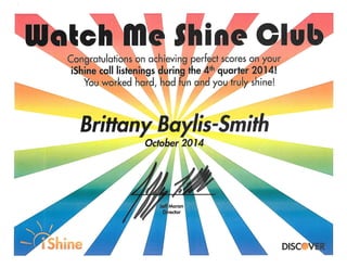 Watch Me Shine October 2014
