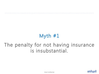 Intuit Confidential
Myth #1
The penalty for not having insurance
is insubstantial.
 