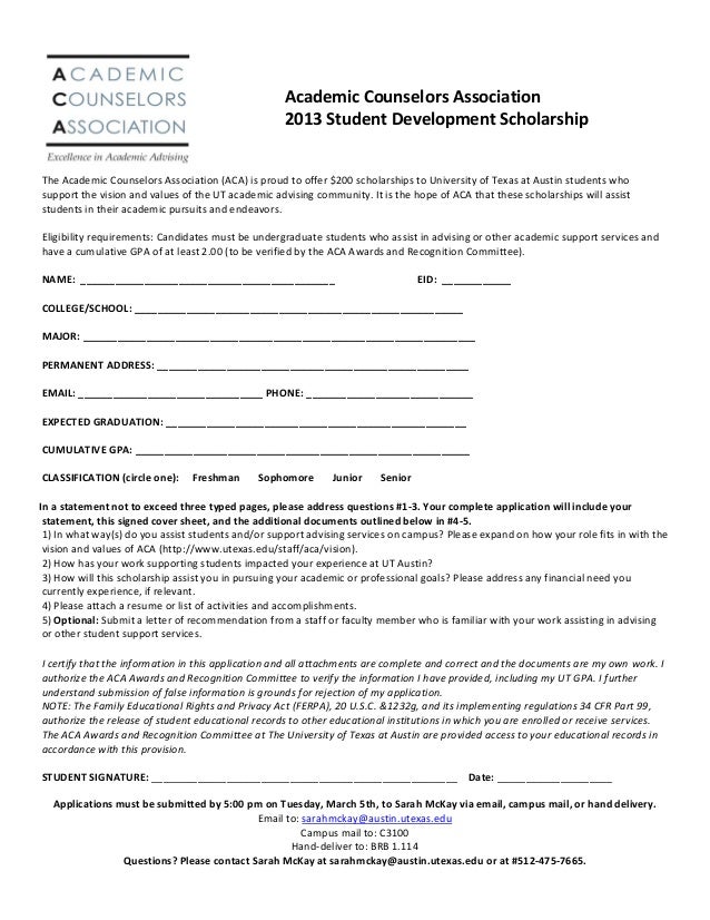ferpa form ut austin
ACA 11 Student Development Scholarship Application ferpa form ut austin
ACA 11 Student Development Scholarship Application