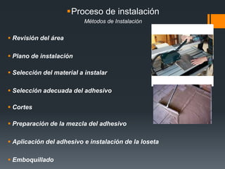 Tipos de tráfico (Losetas para pisos):El tipo de tráfico se refiere a la capacidad de una loseta o azulejo de soportar un determinado flujo de personas sobre ellos:Tipos de TráficoPEI I: Uso residencial tráfico ligero. En todas las áreas residenciales salas, recámaras, baños siempre y cuando no tenga acceso directo a exteriores.PEI II: Uso residencial tráfico moderado. En todas las áreas residenciales cocinas, pasillos y aún aquellas con acceso directo a exteriores.PEI III: Uso comercial tráfico  ligero. En todas las áreas comerciales boutiques y tiendas de especialidades sin acceso directo de exteriores.PEI IV: Uso comercial tráfico moderado. En todas las áreas comerciales, restaurantes, tiendas y aún aquellas con acceso directo a exteriores.PEI V: Uso comercial tráfico intenso. Todo tipo de tráfico comercial, restaurantes , centros comerciales, edificios públicos.