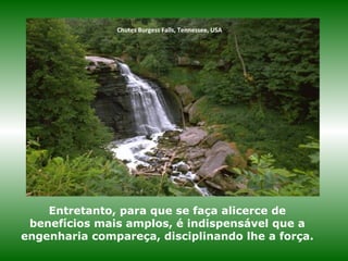 Chutes Burgess Falls, Tennessee, USA
Entretanto, para que se faça alicerce de
benefícios mais amplos, é indispensável que a
engenharia compareça, disciplinando lhe a força.
 