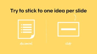 document slide
Try to stick to one idea per slide
 