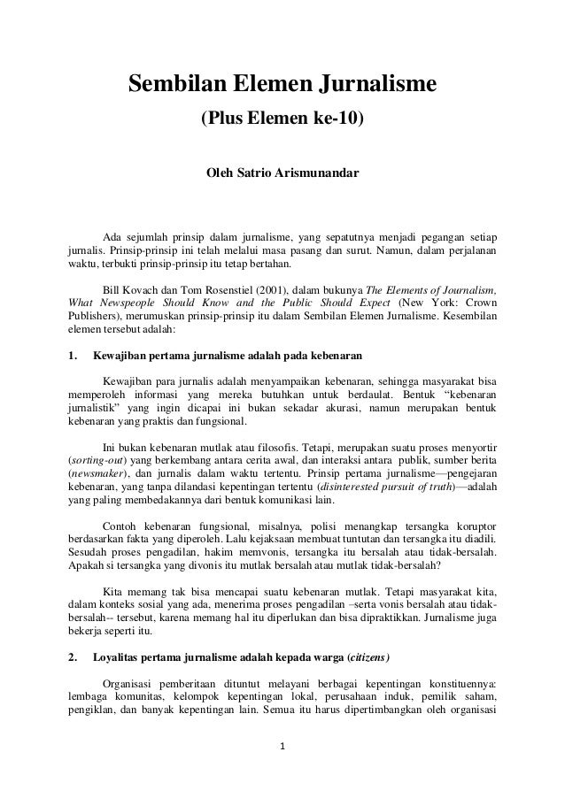 sembilan elemen jurnalisme plus elemen ke 10 sembilan elemen jurnalisme plus elemen ke 10