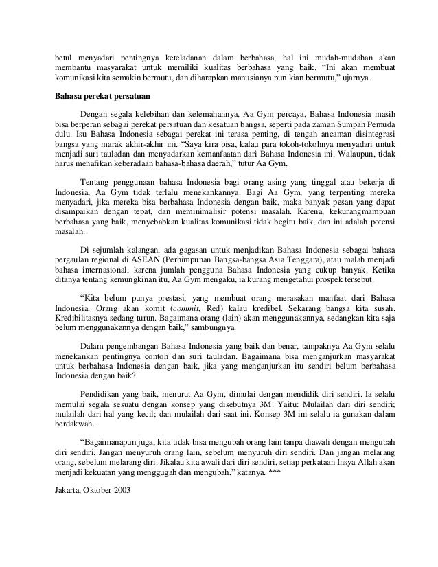 AA Gym tentang keterampilan Bahasa Indonesia pdf