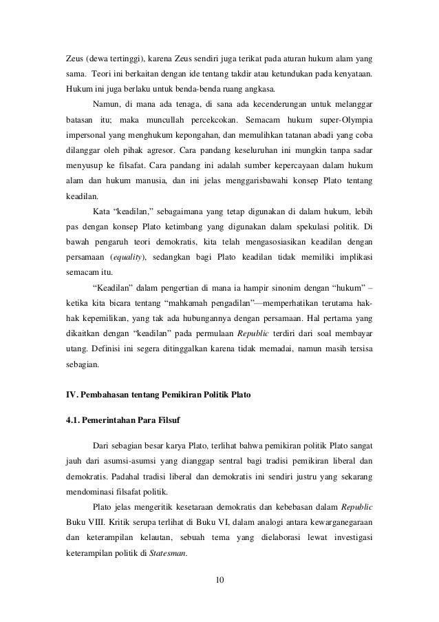 Pemikiran Politik Plato Ditinjau Dari Filsafat Politik Demokratis