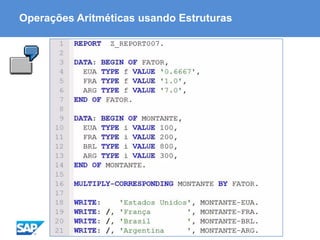 ABAP - Advanced Business Application Programming
Operações Aritméticas usando Estruturas
 