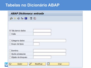 ABAP - Advanced Business Application Programming
Tabelas no Dicionário ABAP
 