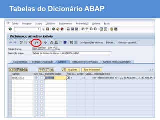 ABAP - Advanced Business Application Programming
Tabelas do Dicionário ABAP
 
