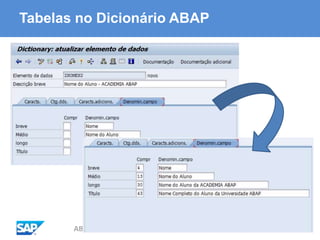 ABAP - Advanced Business Application Programming
Tabelas no Dicionário ABAP
 