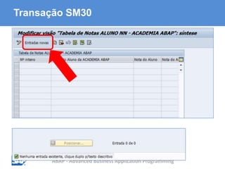 ABAP - Advanced Business Application Programming
Transação SM30
 