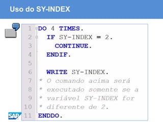 ABAP - Advanced Business Application Programming
Uso do SY-INDEX
 