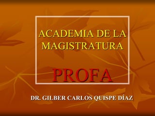 ACADEMIA DE LA
  MAGISTRATURA


      PROFA
DR. GILBER CARLOS QUISPE DÍAZ
 