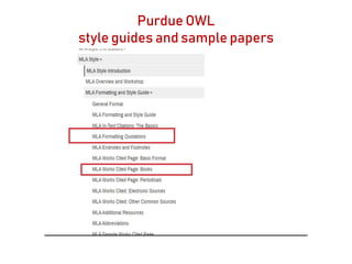 Purdue OWL
style guides and sample papers
 