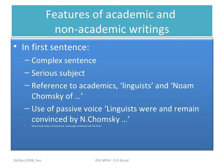 Academic vs non academic voice in writing