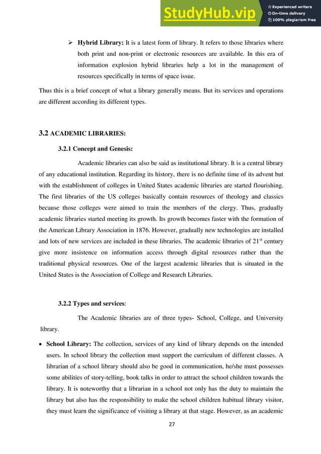 ACADEMIC AND PUBLIC LIBRARY A COMPARATIVE STUDY WITH SPECIAL EMPHASIS ...