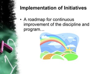 Implementation of Initiatives A roadmap for continuous improvement of the discipline and program… 