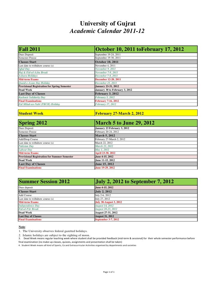 Academic Calendar 2011 2012 revised final 1 Academic Calendar 2011 2012 revised final 1