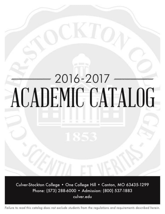 Culver Stockton College Academic catalog2016 2017 PDF