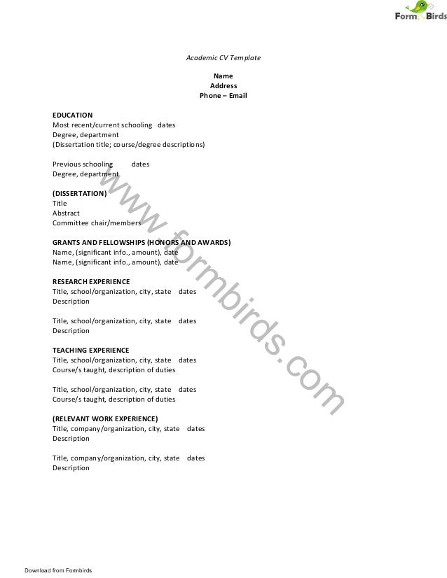academic vitae template