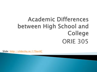 ORIE 305
Slide: http://slidesha.re/179avVC
 