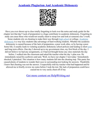 Academic Dishonesty Essay | PDF