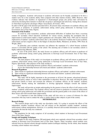 Academic efficacy and self esteem as predictors of academic | PDF
