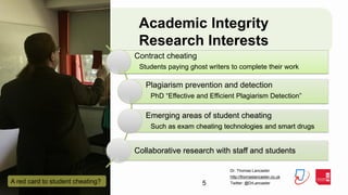 Dr. Thomas Lancaster
http://thomaslancaster.co.uk
Twitter: @DrLancaster5
Academic Integrity
Research Interests
A red card ...