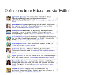Deﬁnitions from Educators via Twitter
 