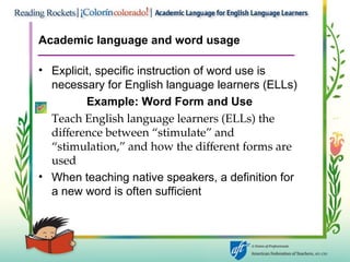 Academic Language for English language learners | PPT
