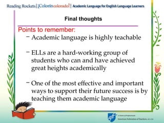 Academic Language for English language learners | PPT