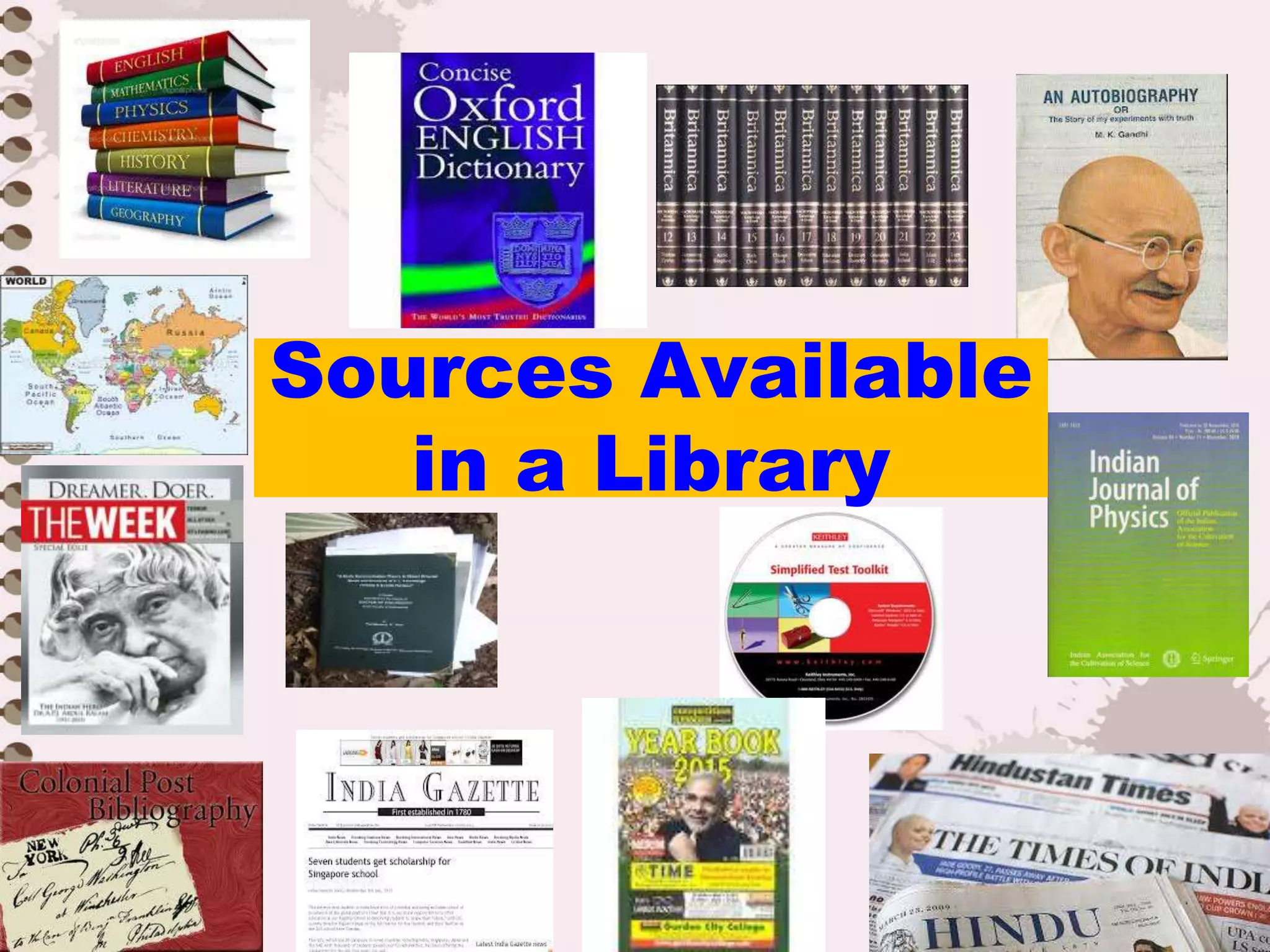 Sources Available
in a Library
 