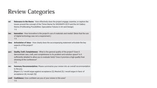 Review Categories
 