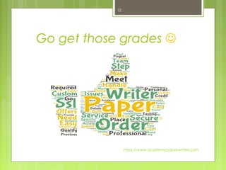 Go get those grades 
https://www.academicpaperwriters.com
12
 
