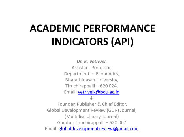 Academic performance indicators (api) | PPTX