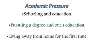 •Schooling and education.
•Pursuing a degree and one's education.
•Living away from home for the first time.
 