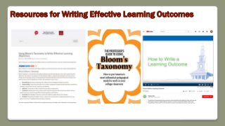 Resources for Writing Effective Learning Outcomes
 