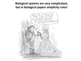Biological systems are very complicated,
but in biological papers simplicity rules!
 