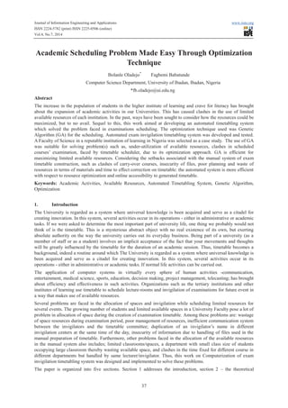 Academic scheduling problem made easy through optimization | PDF