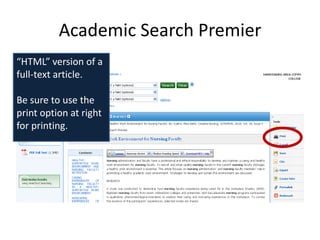 Academic Search Premier
“HTML” version of a
full-text article.

Be sure to use the
print option at right
for printing.
 
