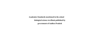Academics Standards mentioned in the school
biological science textBook published by
government of Andhra Pradesh
 