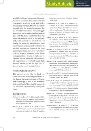 Academic Stress Among Faculty And Students In Higher Institutions | PDF