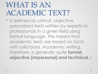 introduction on Academic text: Definition, examples, characteristics ...