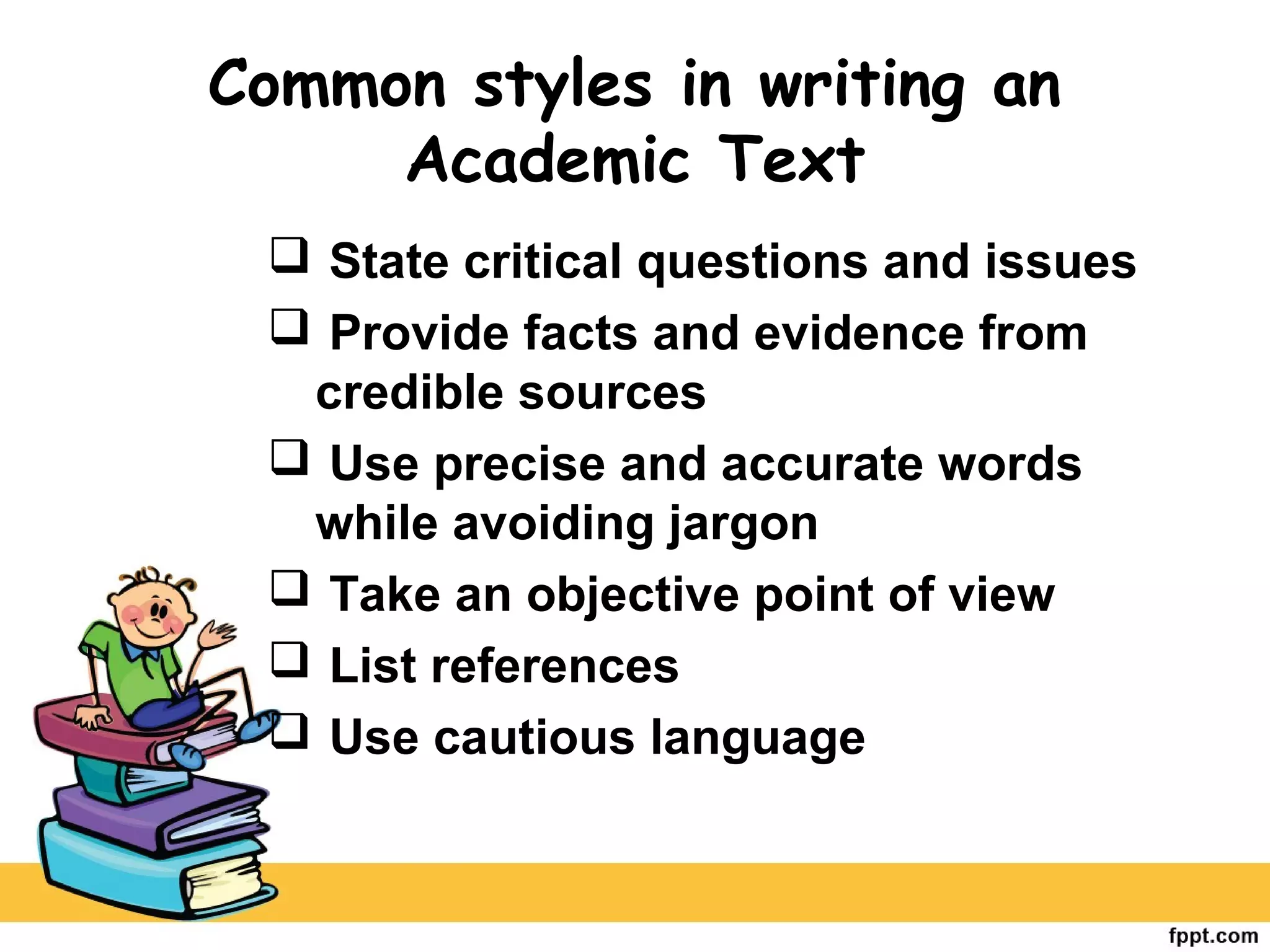 Academic text style and structure | PPT | Education