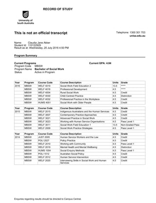 Academic transcript 2016 | PDF