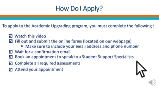 Sheridan Fall 2025 Intake Program Map.pdf Academic Upgrading at Sheridan | PPTX