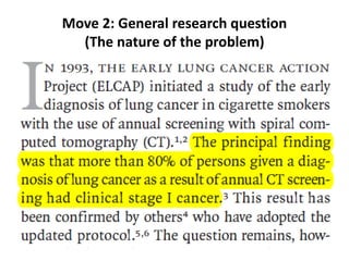 Move 2: General research question
(The nature of the problem)
 