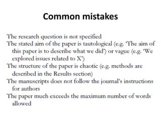 Common mistakes
 