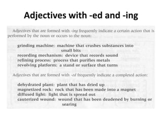Adjectives with -ed and -ing
 