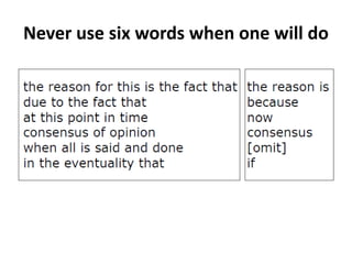 Never use six words when one will do
 